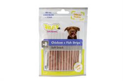 MINDST HOLDBAR TIL 11/01/2024 Truly Strips Soft Snacks Kylling & Fisk. Godbidder til hunde. 90 g